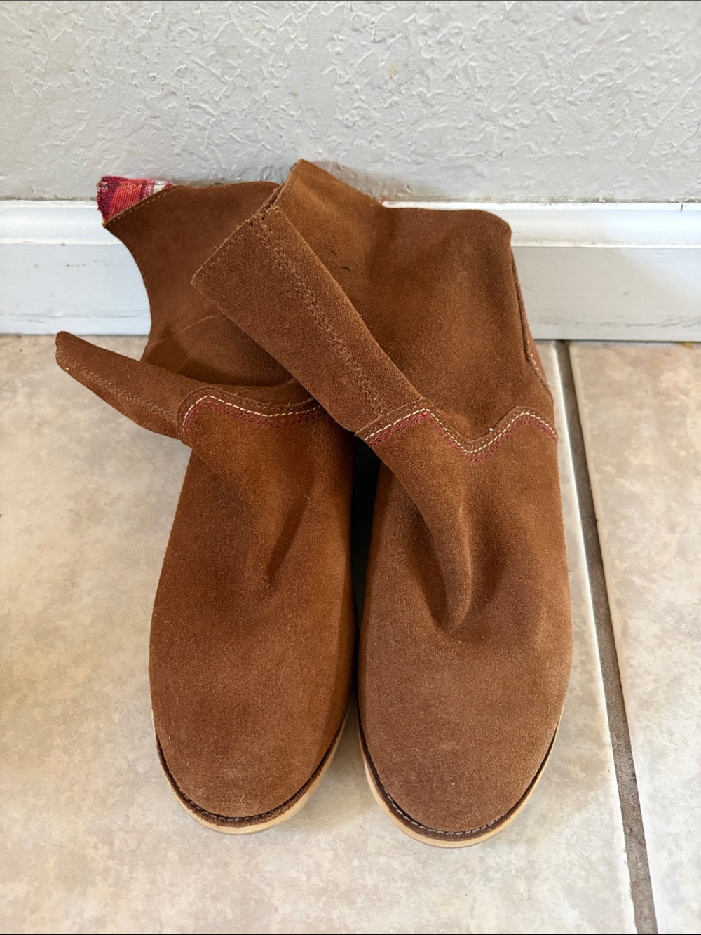 Women's Brown Suede Slip-On Ankle Boots